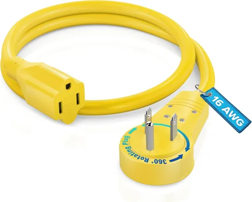 Vista 9 de Maximm Cable de extensión de enchufe plano giratorio de 360° de 0.5 pies, cable de alimentación de 3 clavijas, cable de alimentación de 16 Awg