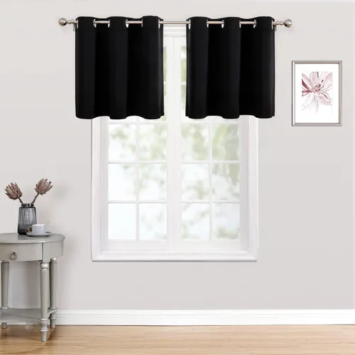 Vista 138 de ChrisDowa - Cortinas cortas para ventana de 40 pulgadas para dormitorio - Cortinas cortas con ojales y aislamiento térmico para oscurecer