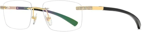 Vista 5 de HEPIDEM Gafas de bocina 100 realmente búfalo gafas cuadradas sin montura de lujo con diamantes