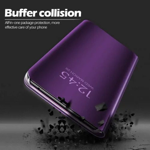 Vista 5 de Funda compatible con Samsung Galaxy A53 de piel con tapa transparente con espejo S-View, a prueba de golpes, con función atril, antiarañazos, funda