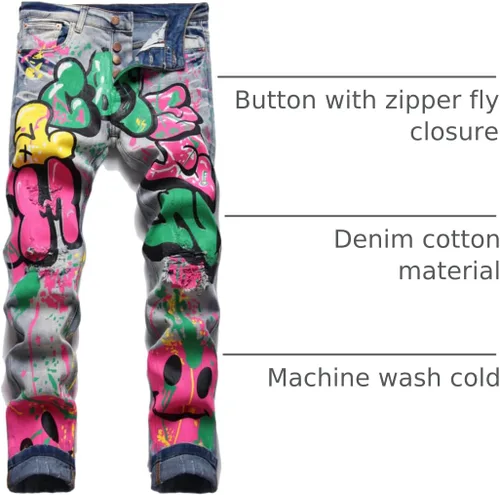 Vista 169 de Enrica Pantalones vaqueros estampados casuales para hombre
