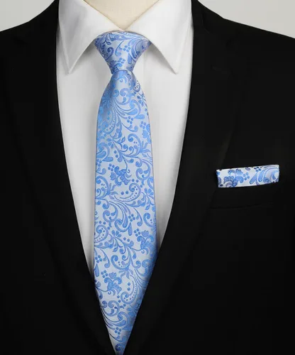 Vista 262 de Corbatas florales tejidas clásicas para hombre, corbata cuadrada de bolsillo, corbatas formales para hombres, boda con pañuelo