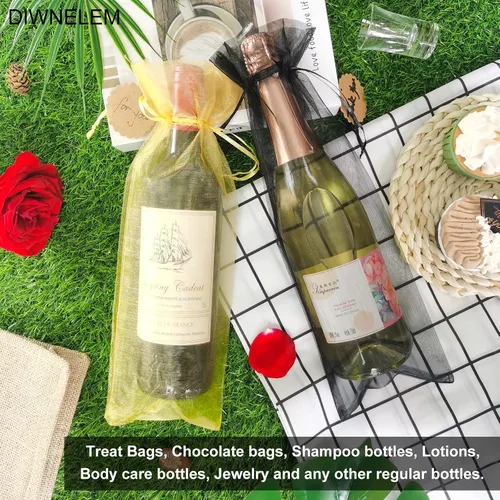 Vista 7 de DIWNELEM Paquete de 30 bolsas de organza para vino con cordón, bolsas de regalo para cumpleaños, bodas, baby shower, recuerdos de fiesta, Azul