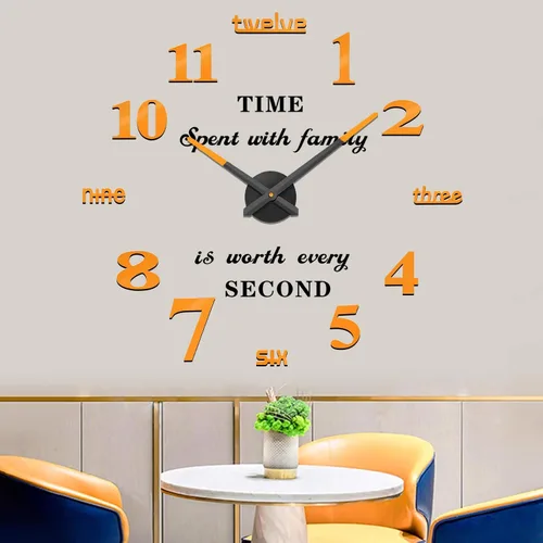 Vista 10 de VANGOLD Reloj de pared DIY sin marco, espejo 3D, gran silencio, calcomanías de pared para sala de estar, dormitorio, decoración del hogar
