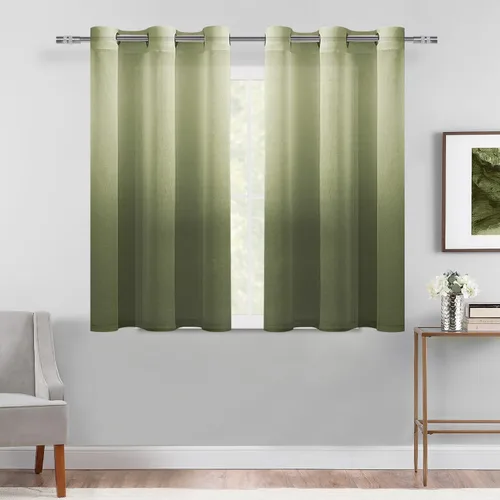 Vista 17 de DWCN Cortinas Transparentes Ombré - Cortinas de Lino Sintético con Gradiente Semi Voile con Ojales en la Parte Superior para Dormitorio y Sala