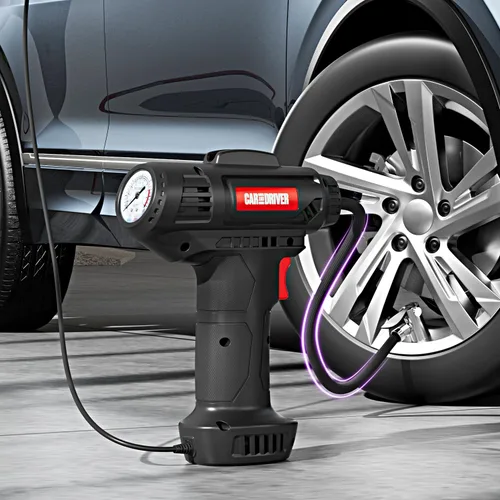Vista 7 de Compresor de aire inteligente CAD-KH1001 - Inflador digital portátil de neumáticos de 12 V PSI ajustable con apagado automático 3 accesorios