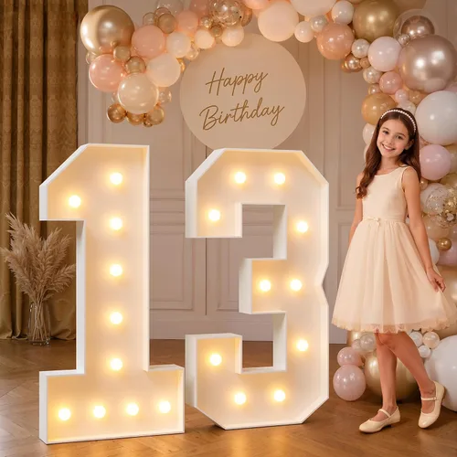 Vista 16 de imprsv Letras iluminadas grandes de 3 pies, letras iluminadas de marquesina para fiesta de cumpleaños (3 pies, letra y )