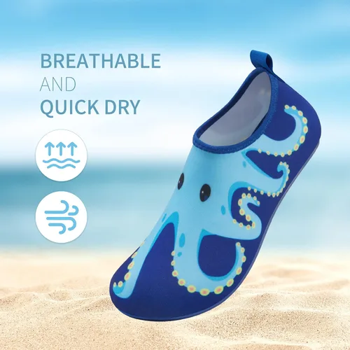 Vista 4 de ATHMILE Zapatos de agua para niños y niñas, de secado rápido, calcetines acuáticos antideslizantes para playa, natación, piscina, deportes al aire