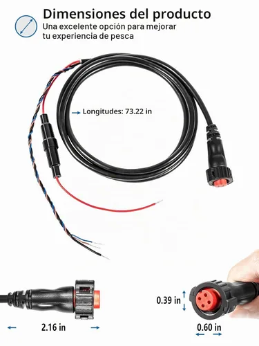Vista 7 de 010-12445-00 Cable de alimentación/datos roscado de 4 pines para Garmin echoMAP Chirp, ECHOMAP Plus UHD, GPSMAP, Panoptix