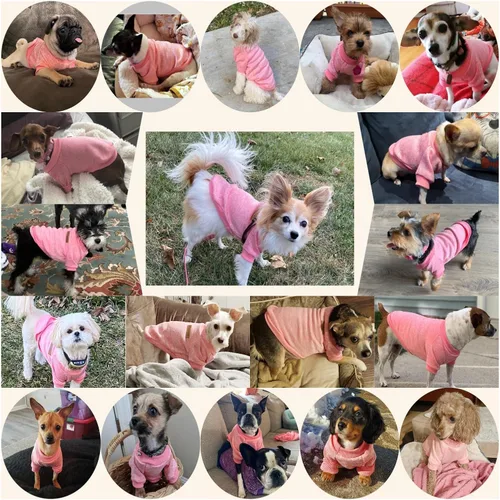 Vista 4 de Ropa para mascotas, suéter suave, cálido y grueso, suéter de invierno para perros (talla S, color rosa) Jecikelon pullover pet apparel for dogs