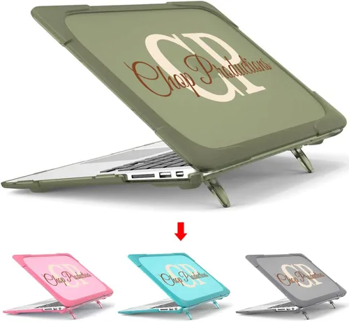 Vista 2 de Mektron Funda personalizable con nombre para MacBook Air 13 A1466 A1369, [resistente] [doble capa] carcasa rígida con parachoques de PC TPU