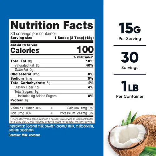Vista 2 de Nutricost Leche de coco en polvo de 1 libra