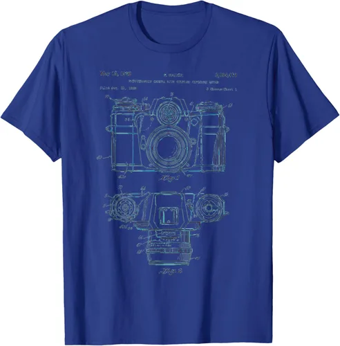 Vista 16 de Fotografía amante regalo cámara vintage esquema camiseta Negro