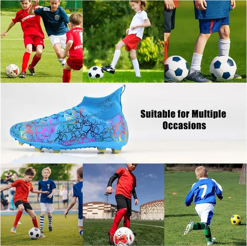 Vista 5 de Juzecx Tacos de fútbol para hombre y mujer, zapatos de fútbol de alta calidad, botas de fútbol para niños grandes, tenis de entrenamiento
