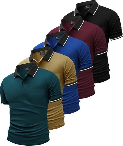 Vista 11 de GEEK LIGHTING Paquete de 5 camisas polo para hombre con bolsillo