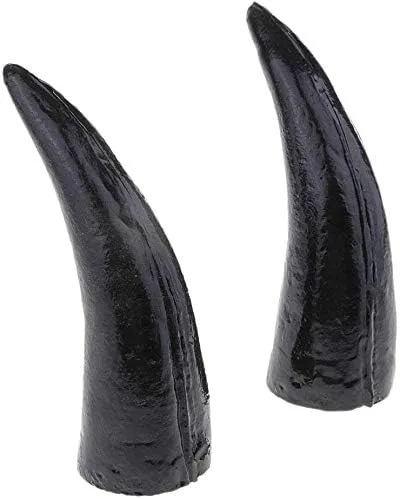 Vista 2 de 2 piezas de cuerno de buey de plástico, cuernos de toros, accesorios góticos para fotos, disfraz de Halloween - 4.7 in