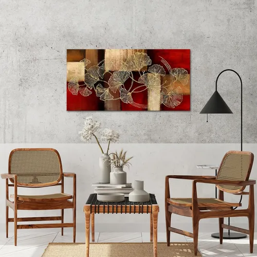 Vista 5 de sechars - Arte de pared abstracto grande rojo y marrón, decoración de sala