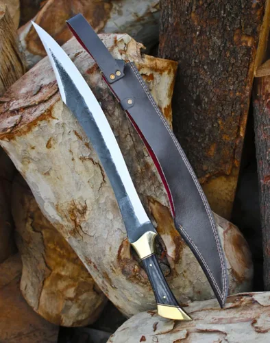 Vista 2 de Espada vikinga hecha a mano de acero J2 con funda de cuero
