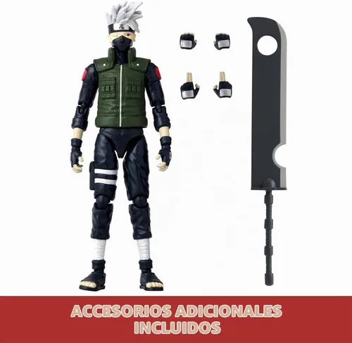 Vista 4 de Anime Heroes Naruto Figura de acción de Hatake Kakashi Cuarta Gran Guerra Ninja Figura de Hatake de 6.7 in con manos y accesorios adicionales