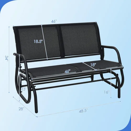 Vista 3 de Giantex Silla Planeadora Columpio de 48 Pulgadas con Amplio Espacio, Silla Planeadora de Salón Columpio para 2 Personas, Cómodo Banco de Patio