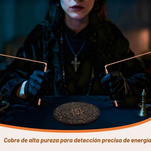 Vista 6 de Kit de varillas de dowsing de cobre 99.9%, herramientas de exploración espiritual de Anglecai. 2 varillas de adivinación + péndulo de dowsing +