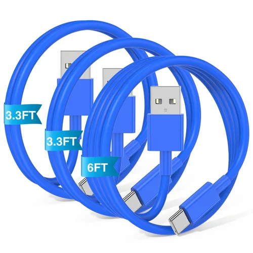 Vista 14 de Paquete de 3 cables negros [3.3 pies+3.3 pies + 6 pies] USB A a USB C, cable USB a USB C Carplay para iPhone 16 15 Pro Plus Pro Max, para iPad