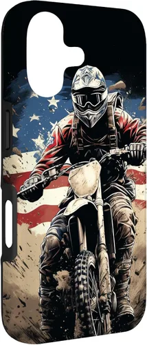 Vista 3 de Dirt Bike American Flag Motocross Enduro Biker 4th of July Case for iPhone 17