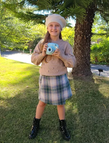Vista 4 de Arshiner Suéter de manga farol con cuello redondo para niñas de 5 a 13 años
