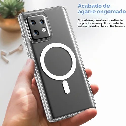 Vista 4 de Funda magnética para Motorola Edge Plus 2023, compatible con MagSafe, carga y accesorios de teléfono (Moto Edge + 2023), transparente