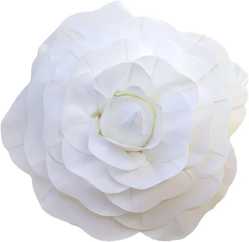 Vista 6 de Efavormart - Enormes rosas de espuma 3D para decoración de bodas, paquete de 2 flores artificiales blancas de 20 pulgadas, fondo de fiesta grande