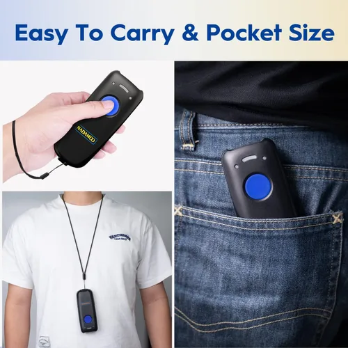 Vista 6 de NADAMOO Escáner de código de barras inalámbrico compatible con función Bluetooth, 2.4G inalámbrico y con cable, escáner de código de barras 3 en 1