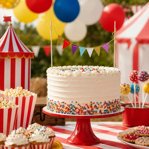 Vista 7 de LUOZZY 5pcs Circo Carnaval Cake Toppers Triángulo Bandera Banner Tema Fiesta Llamativa bandera de circo para decoración de tartas de carnaval