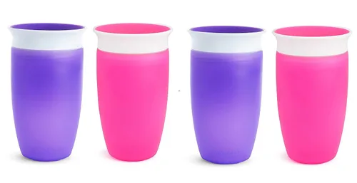 Vista 2 de Munchkin Miracle 360 - Vaso para beber (2 unidades), color rosa y morado Rosado/Anaranjado