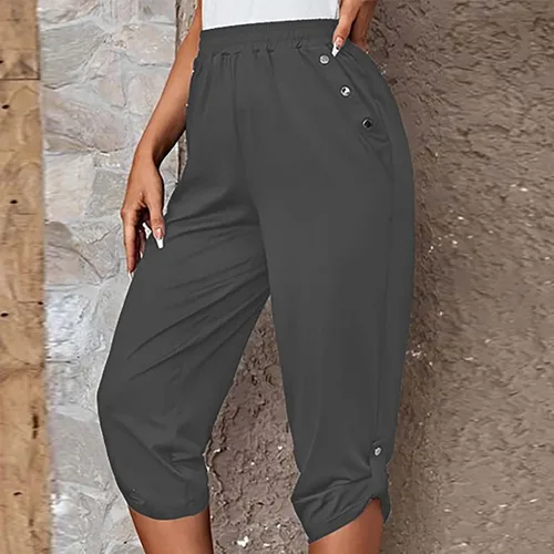 Vista 131 de Pantalones capri para mujer, estilo casual, de verano, elásticos, de cintura alta, pantalones de yoga, ajuste atlético, pantalones deportivos