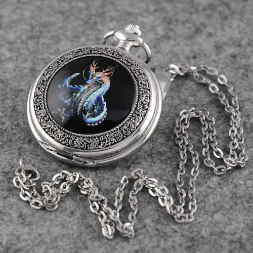 Vista 5 de VIGOROSO Relojes de bolsillo para hombre, reloj genial, regalos de dragón para hombres, mujeres, niños, niñas, Año del Dragón, ideas de regalo