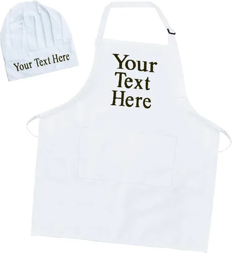 Vista 8 de Juego de sombrero y delantal de chef personalizable, personalizado con cualquier nombre o texto