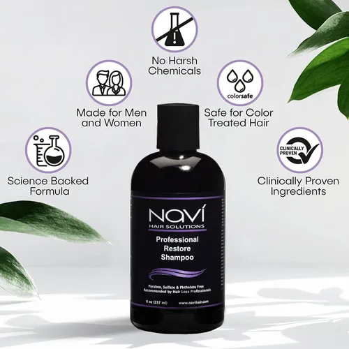 Vista 6 de Navi Professional Strength Champú para pérdida de cabello para el crecimiento del cabello, champú bloqueador DHT para cabello adelgazante