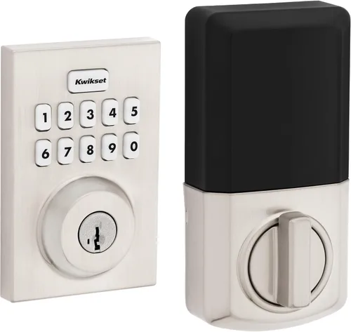 Vista 12 de Kwikset Powerbolt 250 - Cerradura electrónica de transición con teclado de 10 botones, color negro mate, con cómoda entrada sin llave, códigos