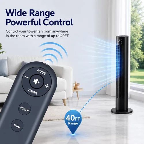 Vista 6 de Mando a distancia de repuesto compatible con ventilador de torre digital Cleanbreeze 32510411 Holmes de 36 pulgadas