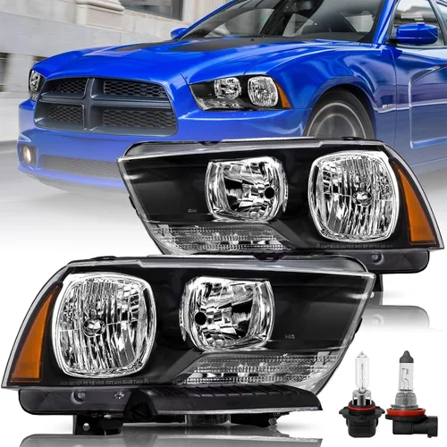 Vista 12 de Juego de faros delanteros halógenos compatibles con Dodge Charger 2015-2023, faros con barra LED dual DRL, par lado izquierdo del conductor LH