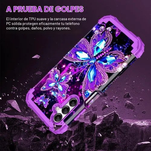 Vista 5 de Hekodonk Funda para Galaxy A15 5G, tres capas de alta resistencia a prueba de golpes, plástico duro+silicona suave, funda protectora de cuerpo Todo