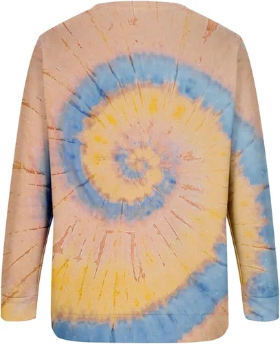 Vista 3 de Sudaderas de teñido anudado para mujer, cuello redondo, casuales, holgadas, blusas 2023 para otoño, ropa Y2K de moda