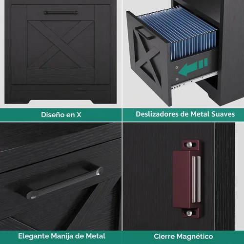 Vista 8 de YITAHOME Escritorio en forma de L con tomas de corriente, escritorio de computadora de esquina de 60 pulgadas con cajón para archivos, escritorio