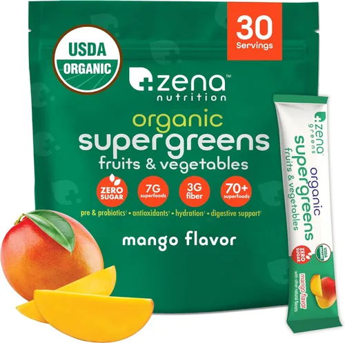 Vista 10 de Zena Nutrition Polvo de Energía y Hidratación de Super Verdes Orgánicos, Más de 70 Superalimentos, 0 Azúcar, 5G de Fibra, Espirulina, Clorella