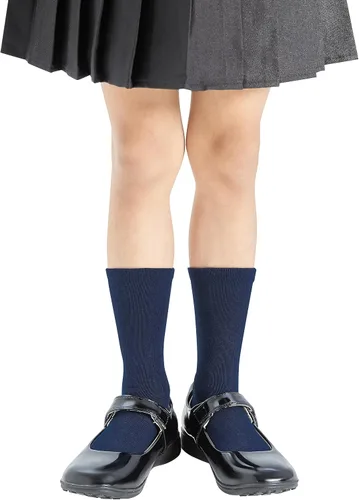 Vista 6 de COZYOFFI 4 pares de calcetines de algodón sin costuras para niñas y niños, uniforme escolar