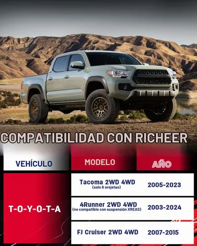 Vista 2 de Richeer Kit de elevación de nivelación de 1.5 pulgadas compatible con Tacoma 2005-2023 2003-2024 4 Runner, kit de elevación de nivelación apto