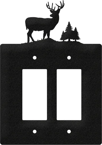 Vista 11 de SWEN Products Deer Wildlife - Cubierta para placa de pared (interruptor doble, negro)