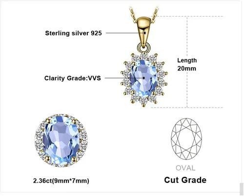 Vista 2 de JewelryPalace Princess Diana Kate Middleton - Collar con colgante de amatista natural y citrino, granate, peridoto y zafiro rubí creado
