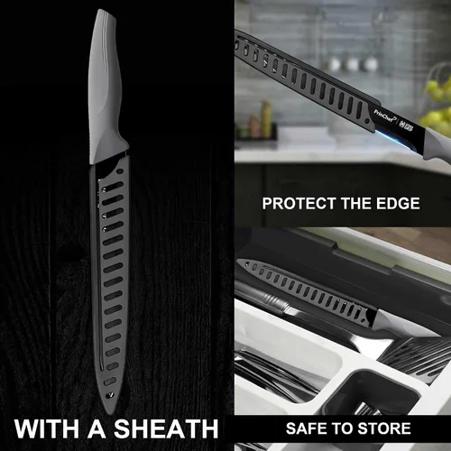 Vista 4 de PrinChef Cuchillo de trinchar para carne, cuchillo de pechuga ultra afilado de 8 pulgadas con funda, cuchillo de acero inoxidable para cortar carne
