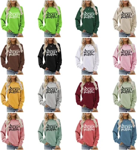 Vista 3 de ZOCANIA Sudadera de hockey para mamá, camiseta gráfica de hockey sobre hielo, sudadera deportiva para el día del juego de mamá, sudadera casual